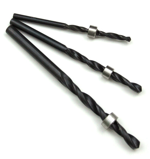 3 drill bits with integrated drill stops